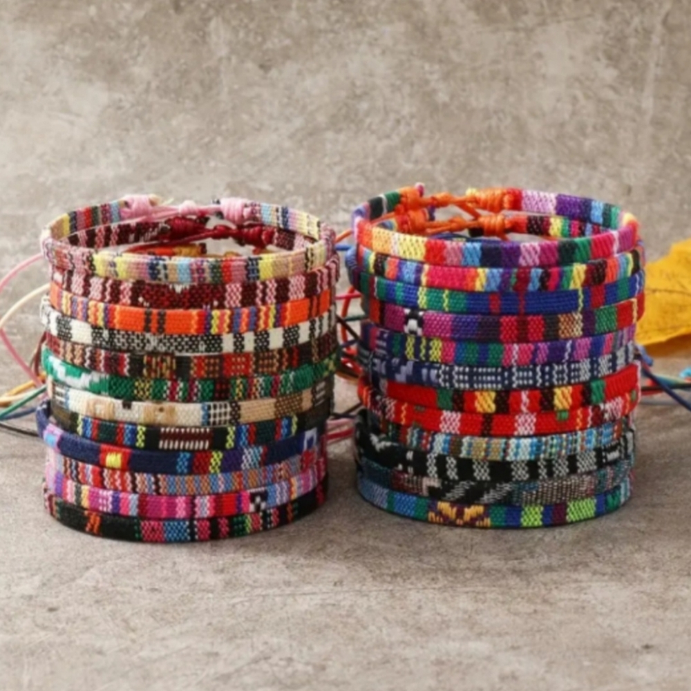 24 Colorful Woven Bohemian Bracelets - Picture 1 of 5